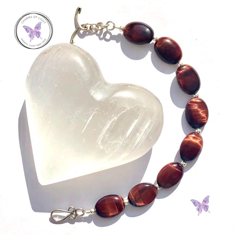 Red Tiger Eye Oval Bead Bracelet